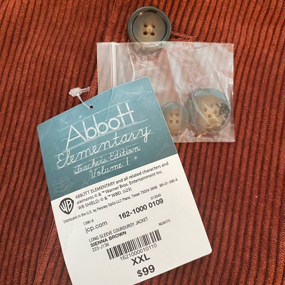 NWT, Abbot Elementary Men’s rust corduroy blazer/jacket.  lined, front pockets - Picture 6 of 12
